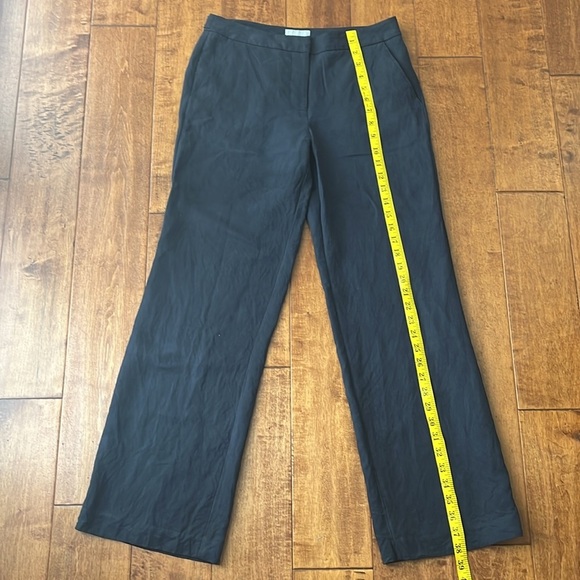Pure Collection High Waisted Straight Silk Linen Navy Pant Size 4 - Picture 4 of 11